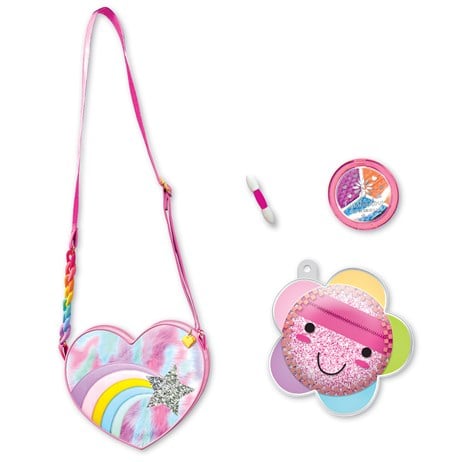Heart Shaped Crossbody Purse with Colorful Eyeshadow Palette and Case