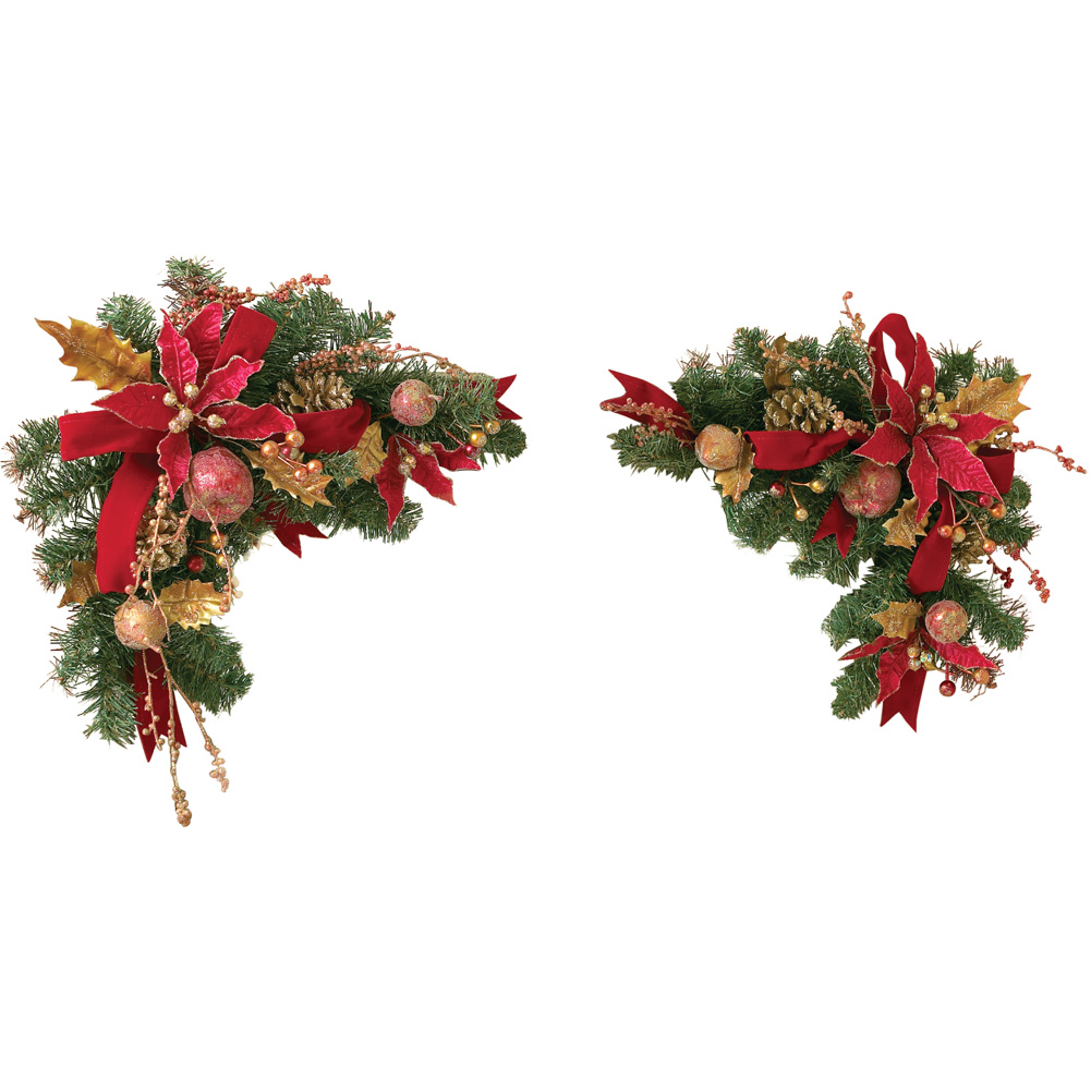 Holiday Floral Pine Cone Corner Bouquets 16 x 5 x 10 Multi