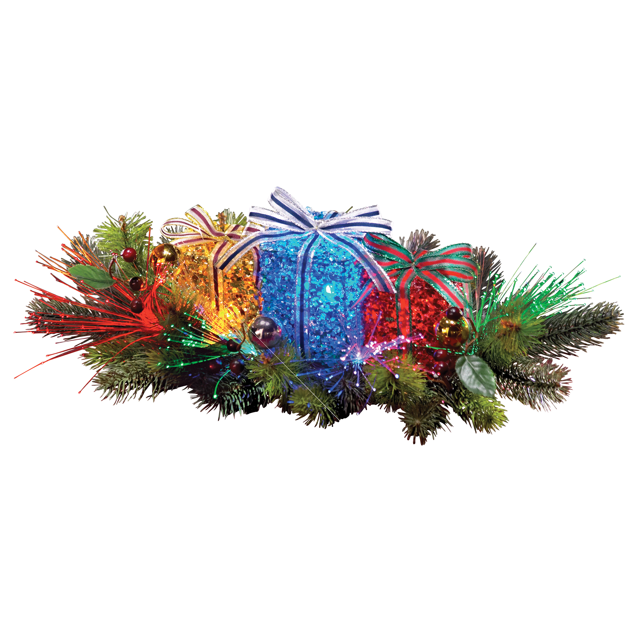 Lighted Gift Box Floral Christmas Centerpiece 18 X 9.5 X 5 Blue