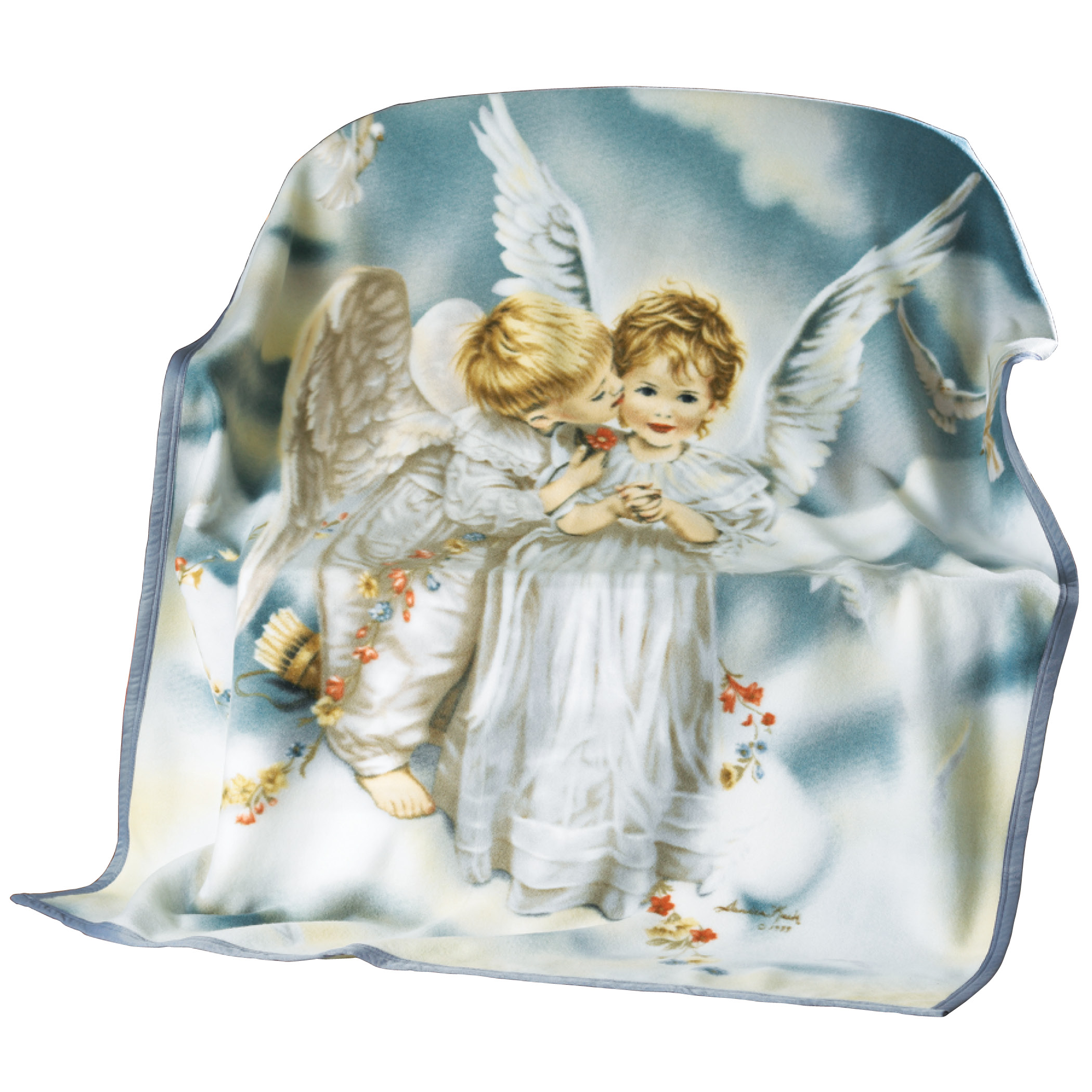 Sandra Kuck Kissing Angel Fleece Throw Blanket Standard White