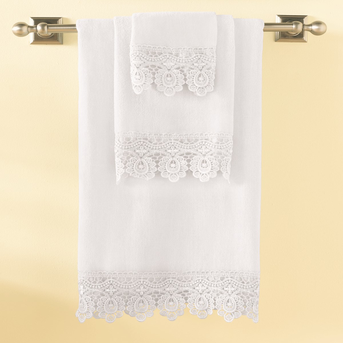 Lace Trim Bath Towel Set Collections Etc.
