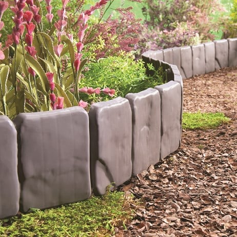Interlocking Faux Stone Border Set Of 10 Collections Etc Interlocking Faux Stone Border Set Of, Faux Stone For Garden Edging