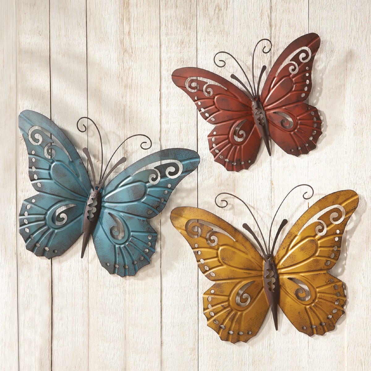 Nature Inspired Metal Butterfly Wall Art Trio Collections Etc.