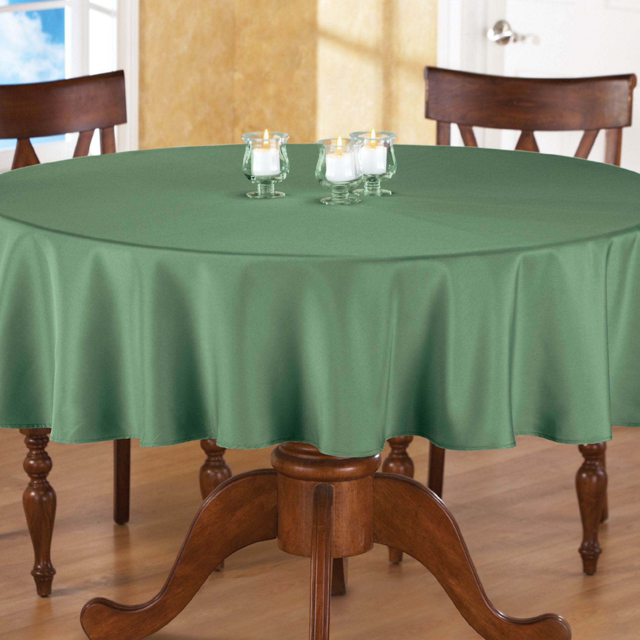 70 Inch Round Solid Colored Tablecloth, 100% Durable Polyester - Picture 17 of 63