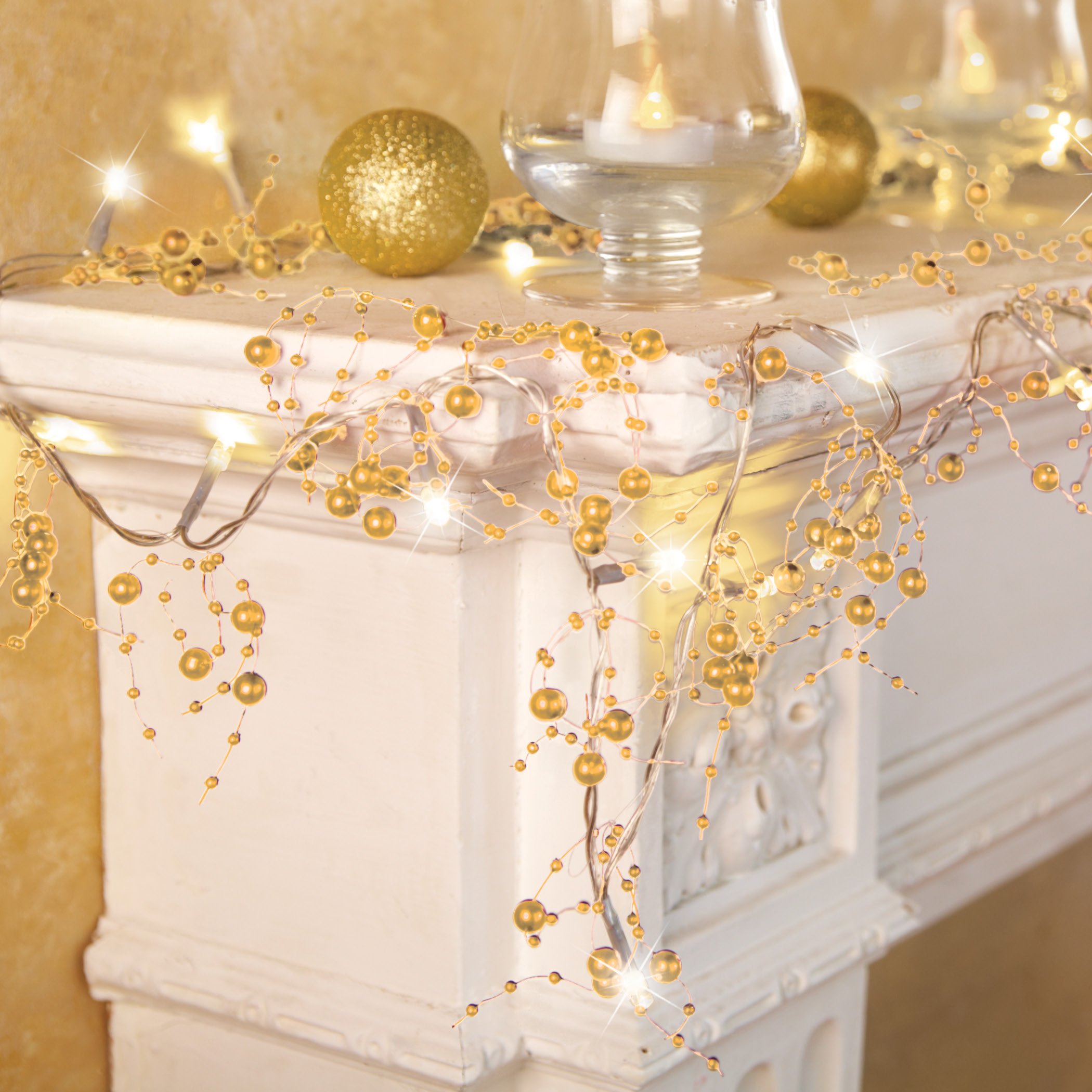 Collections Etc Lighted Berry-Beaded Holiday Garland SILVER - Picture 4 of 9