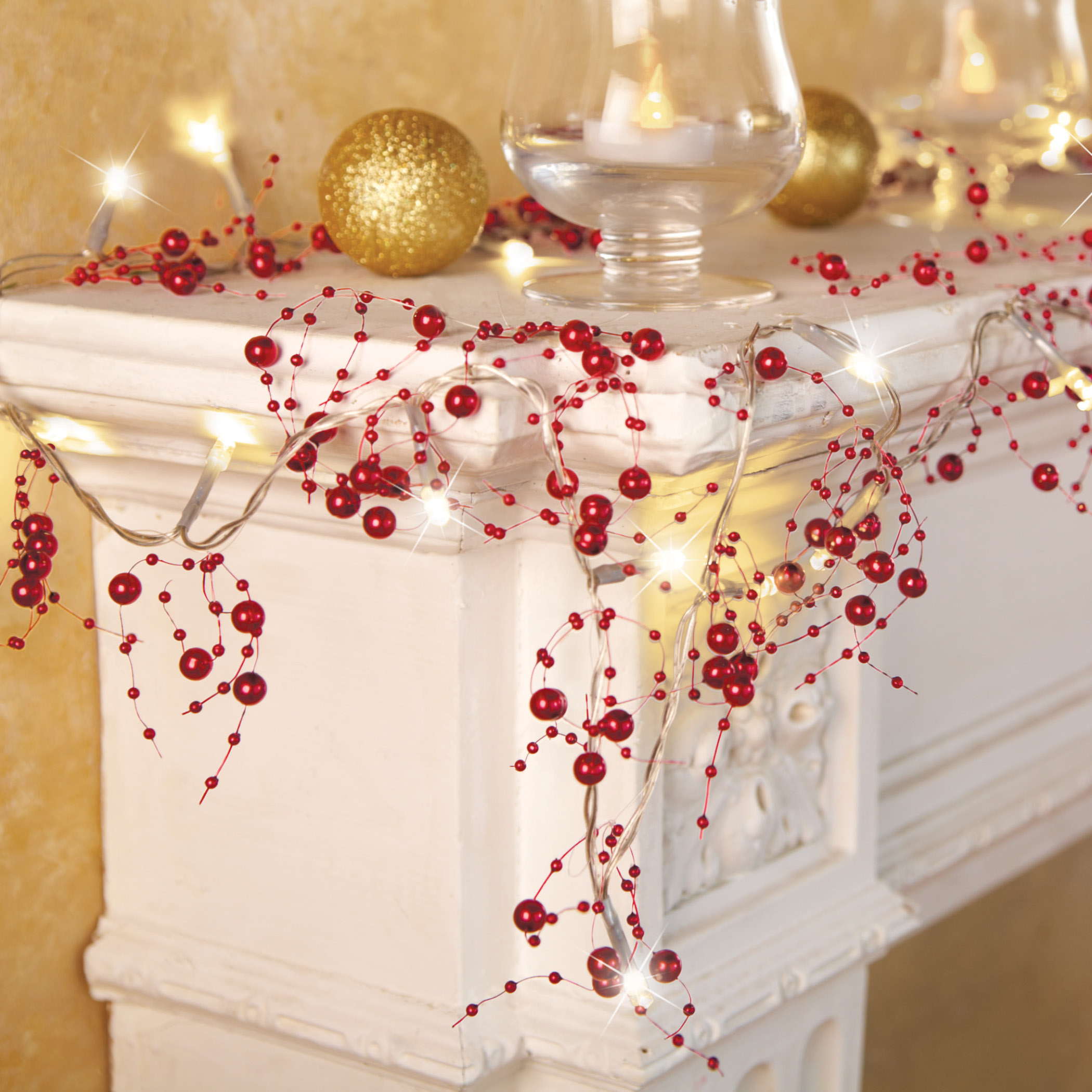 Collections Etc Lighted Berry-Beaded Holiday Garland SILVER - Picture 7 of 9
