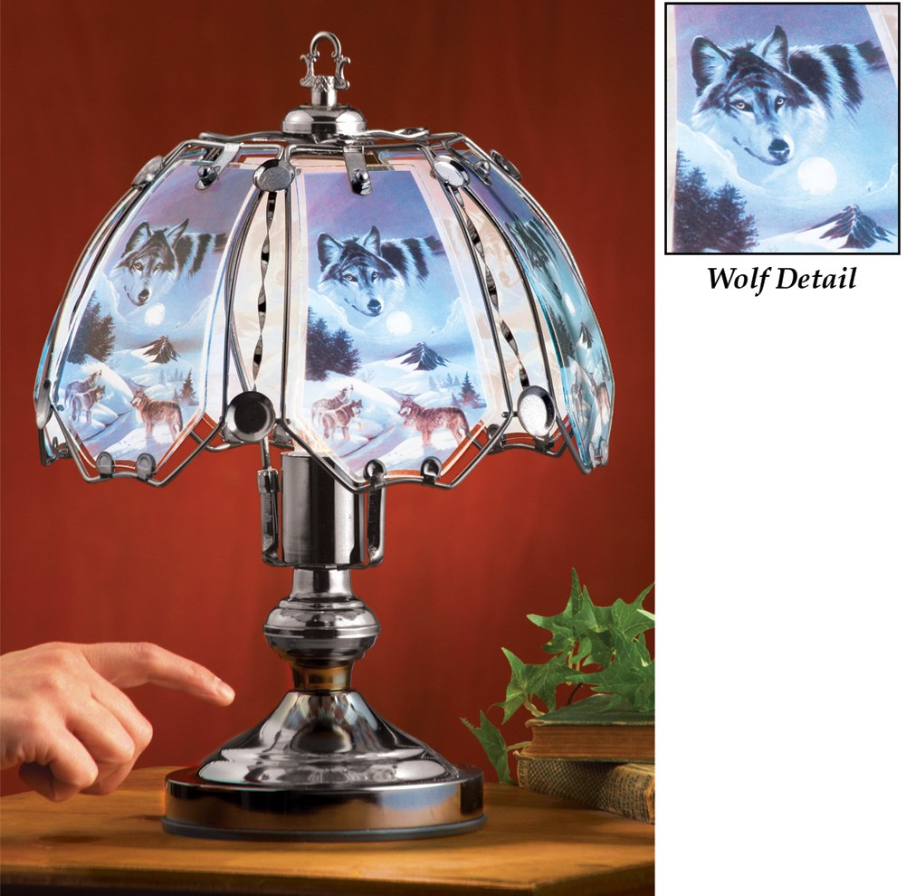 Howling Wolf Tabletop Glass Touch Lamp Collections Etc.