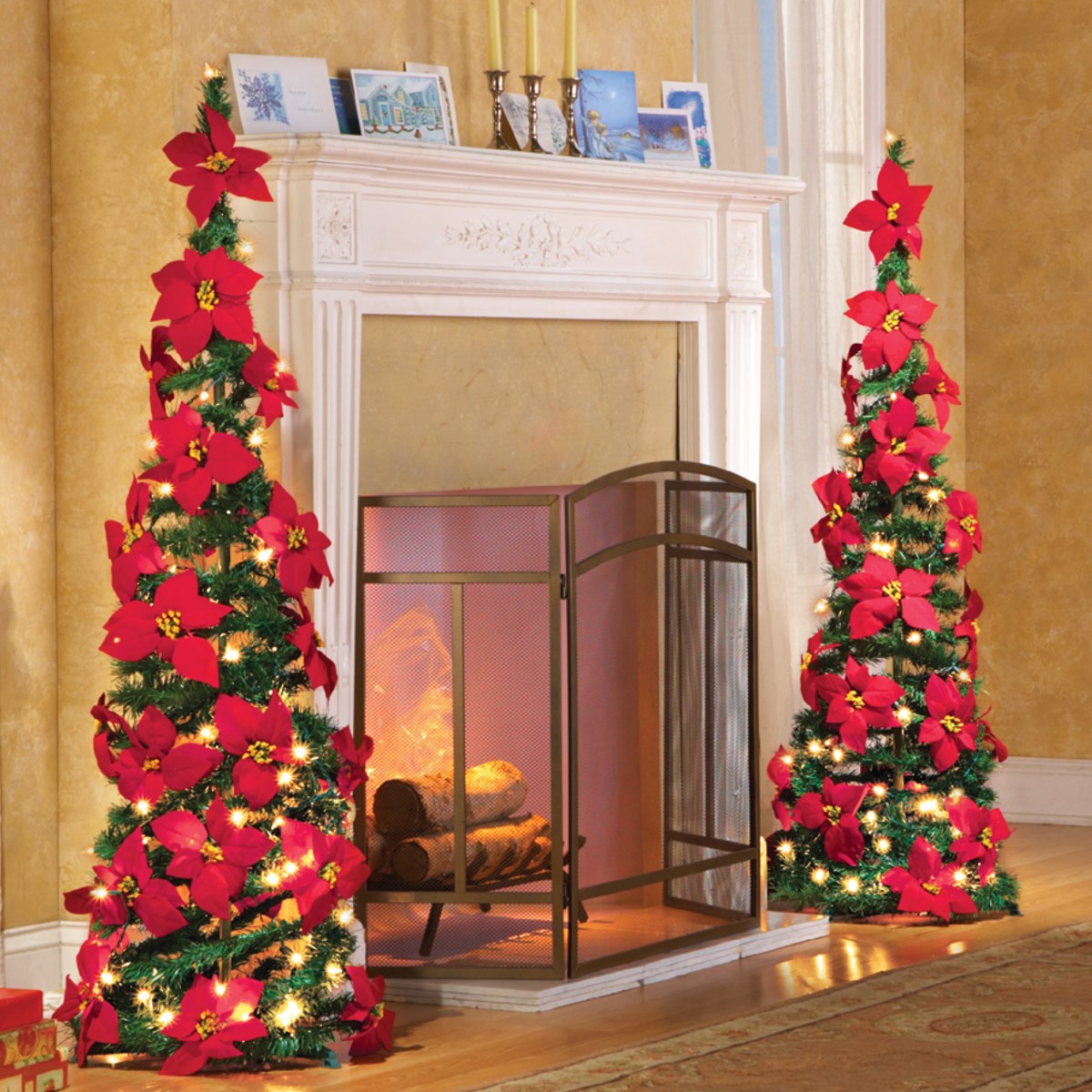 Lighted Poinsettia Pull Up Christmas Tree Collections Etc.
