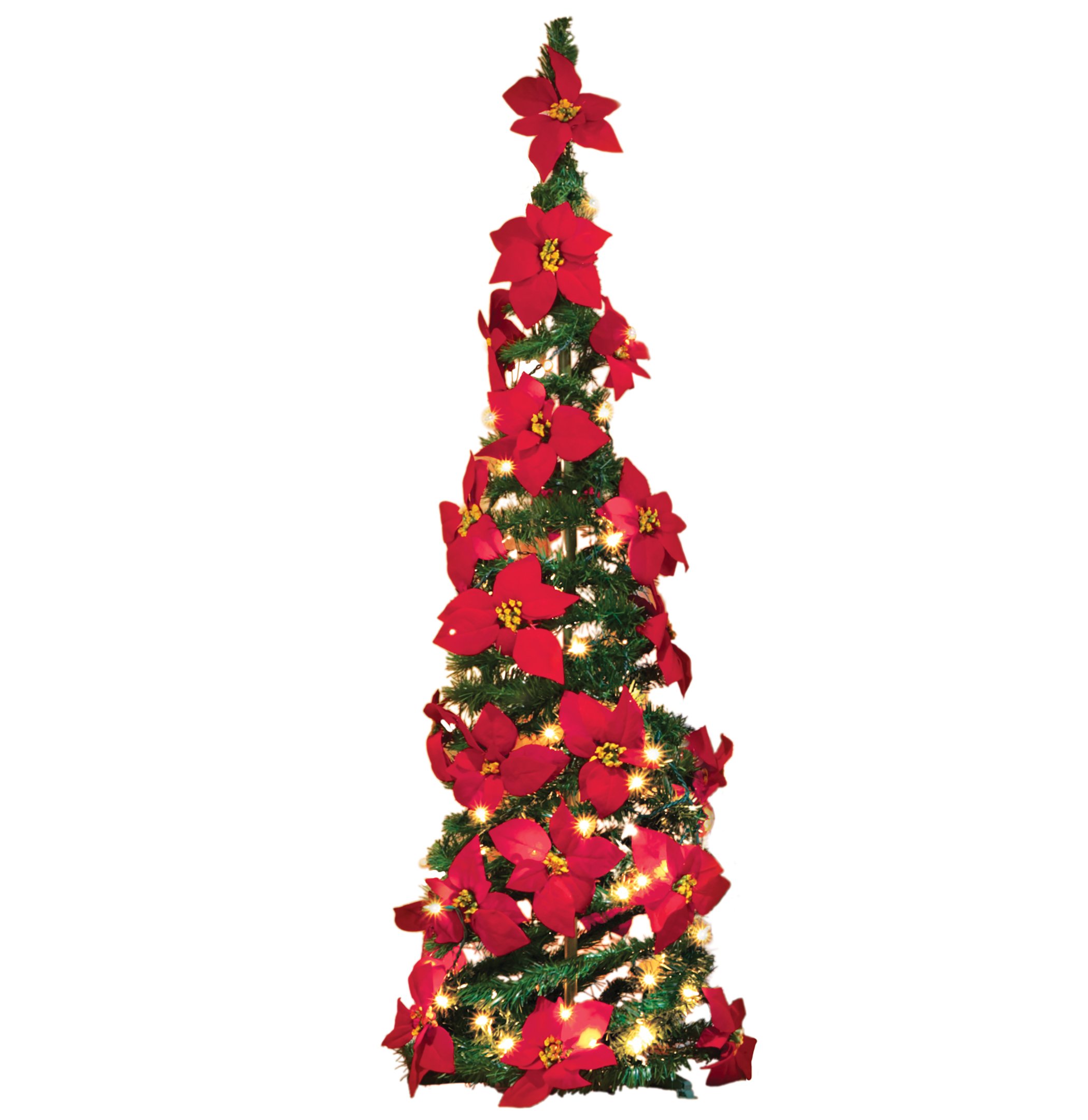 Lighted Poinsettia Pull Up Christmas Tree