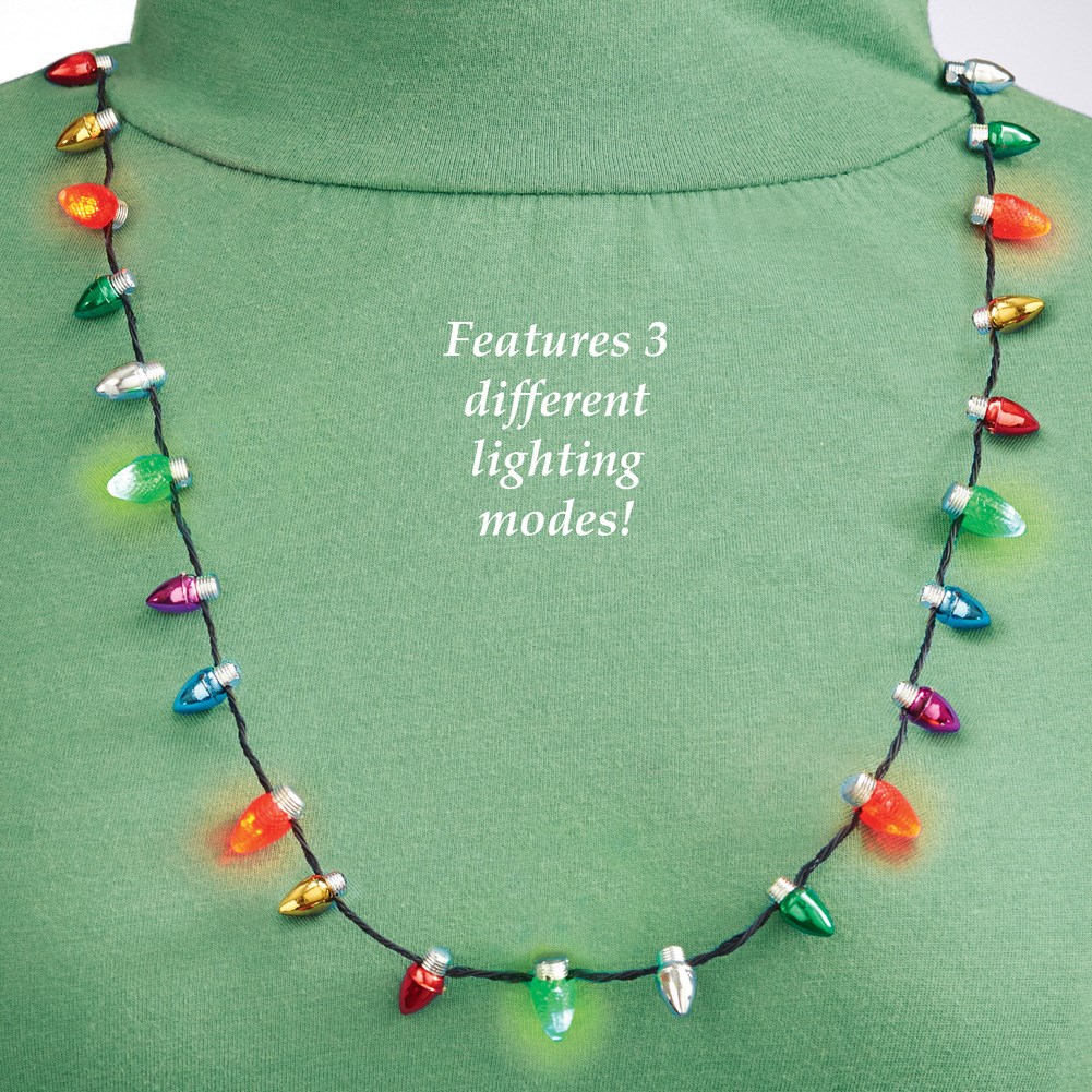 Festive Holiday Light Bulb Flashing Necklace Collections Etc.