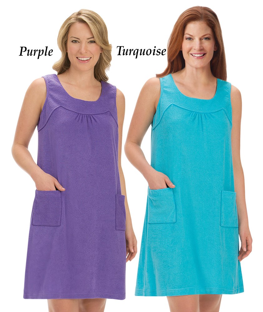 Sleeveless Terry Tank Dress with Front Pockets Collections Etc.