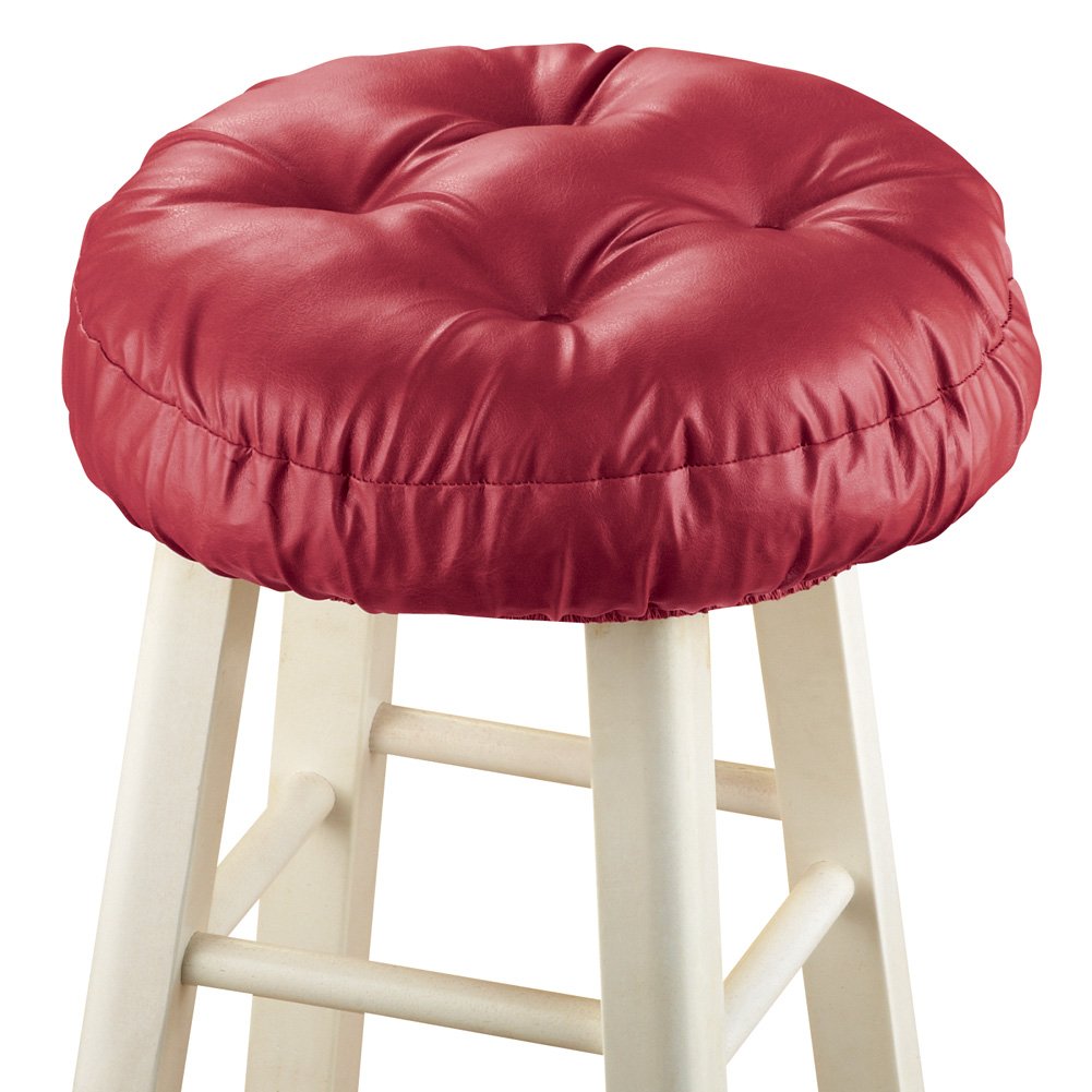 Foam-Padded Thick Waterproof Barstool Seat Cover Cushion with Slip Resistant Backing, Burgundy, Standard