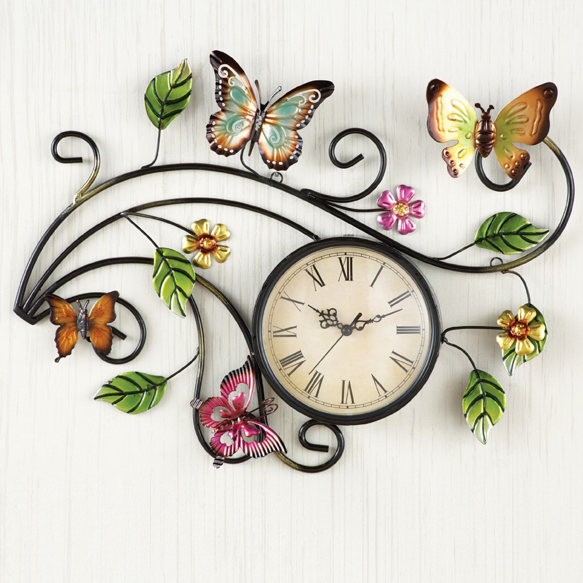 Metal Scrolling Butterfly Wall Clock Collections Etc.
