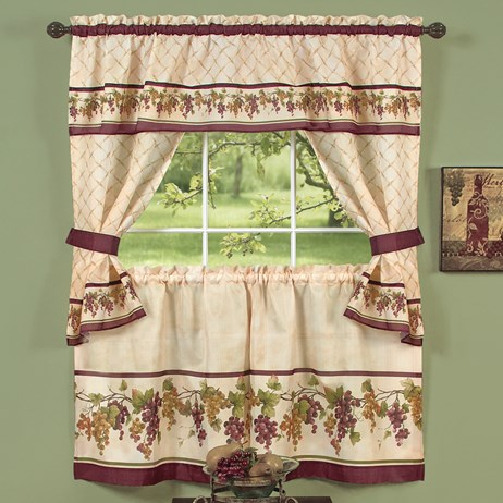 Tuscany Vineyard Kitchen Window Curtain Set Collections Etc Tuscany Vineyard Kitchen Window Curtain, Tuscan Kitchen Curtains Valances