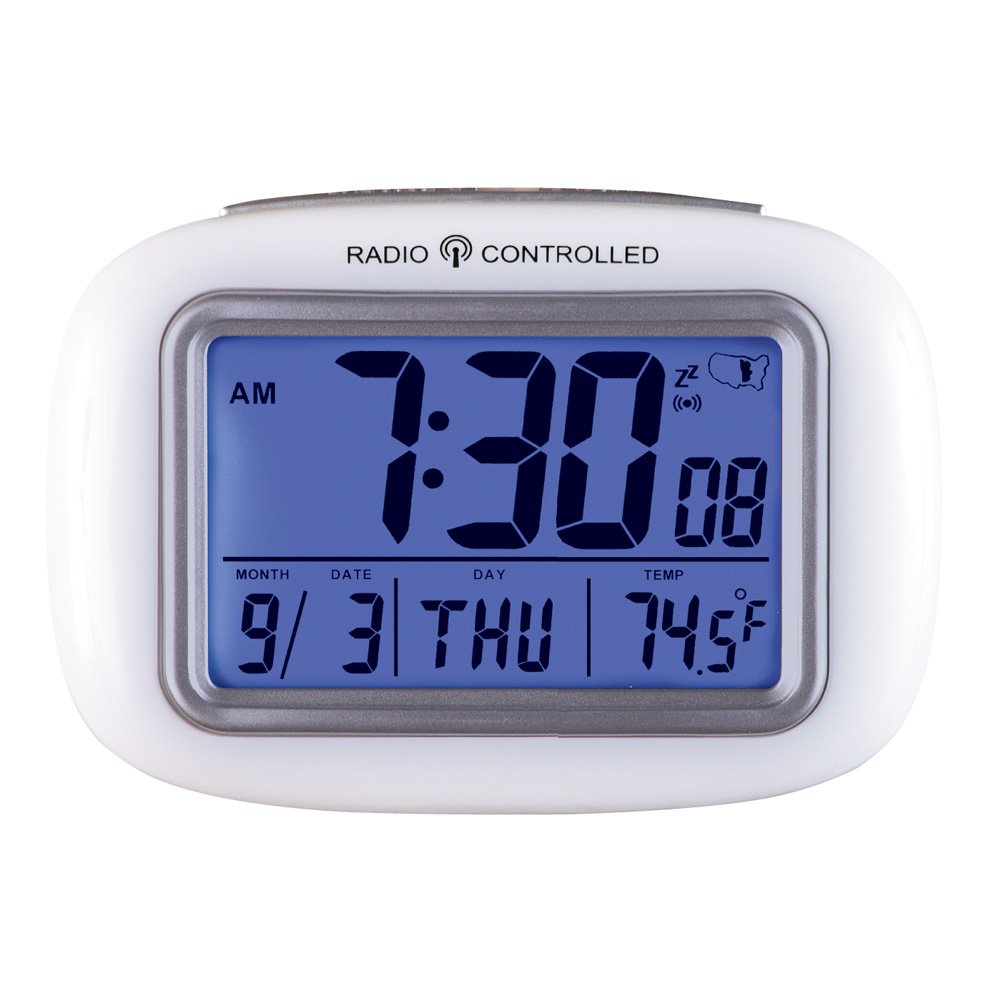 Cordless Atomic Digital Alarm Clock, White