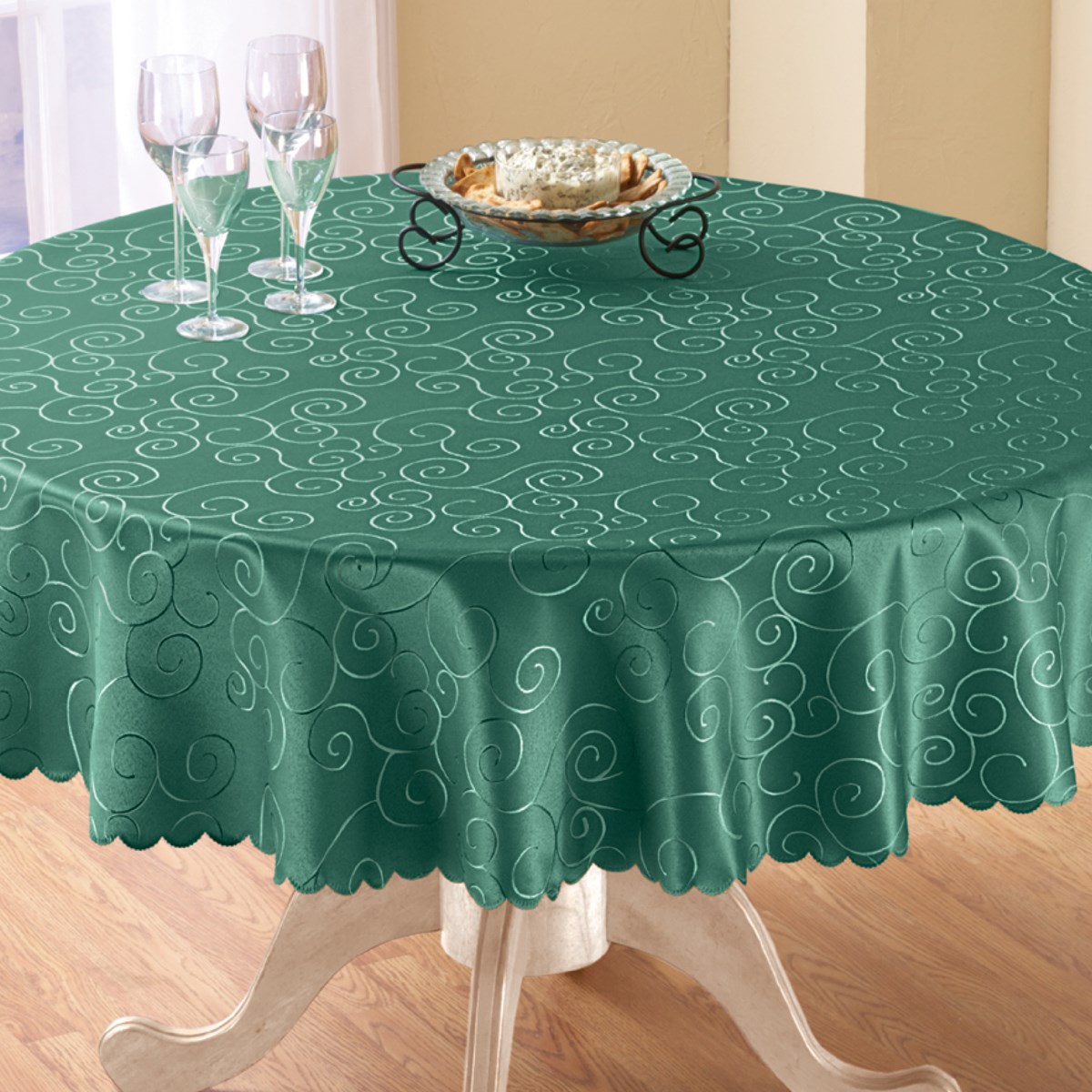 Solid Scroll Scalloped Edge Tablecloth Collections Etc.
