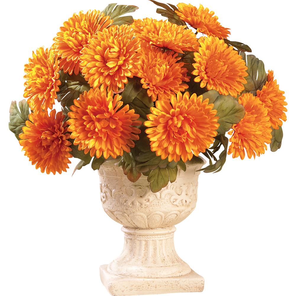 Floral Mums Artificial Maintenance-Free Flower Bush - Set of 3, Yellow