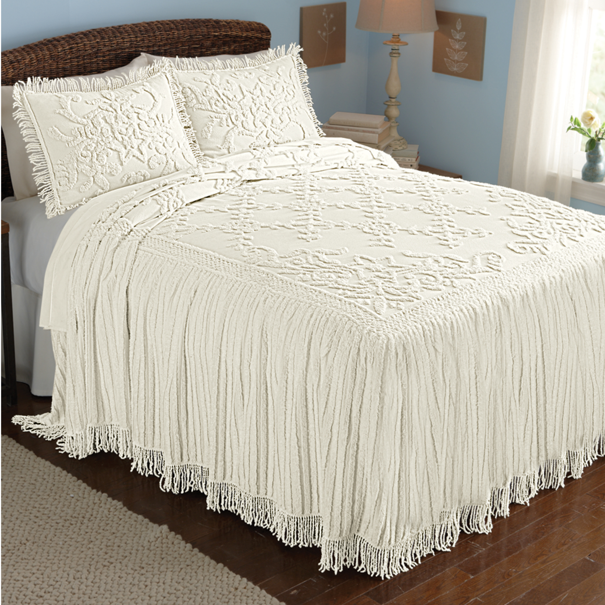 Exquisite Chenille Pillow Sham With Fringe Border by Collections Etc