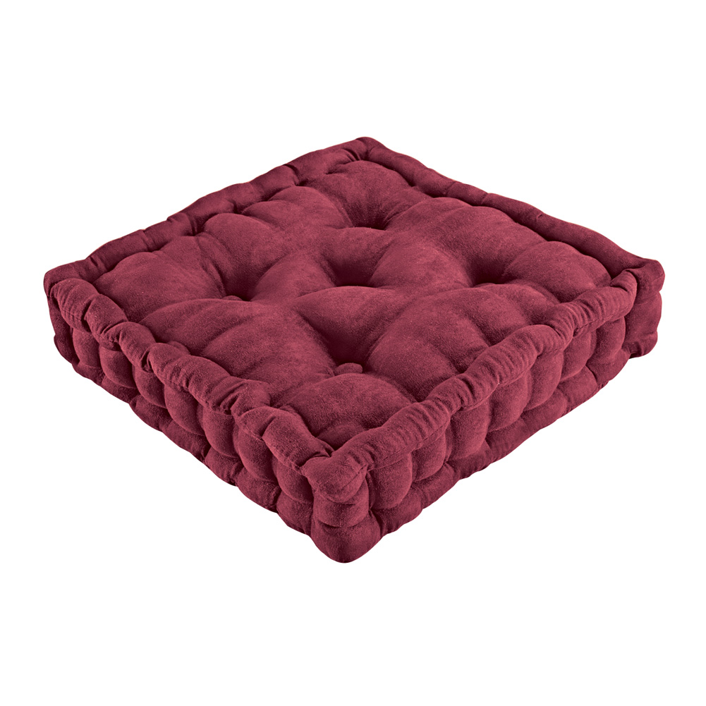 Tufted Padded Boosted Cushion and Support - Plush Seating for Chair with Carrying Handle, Burgundy
