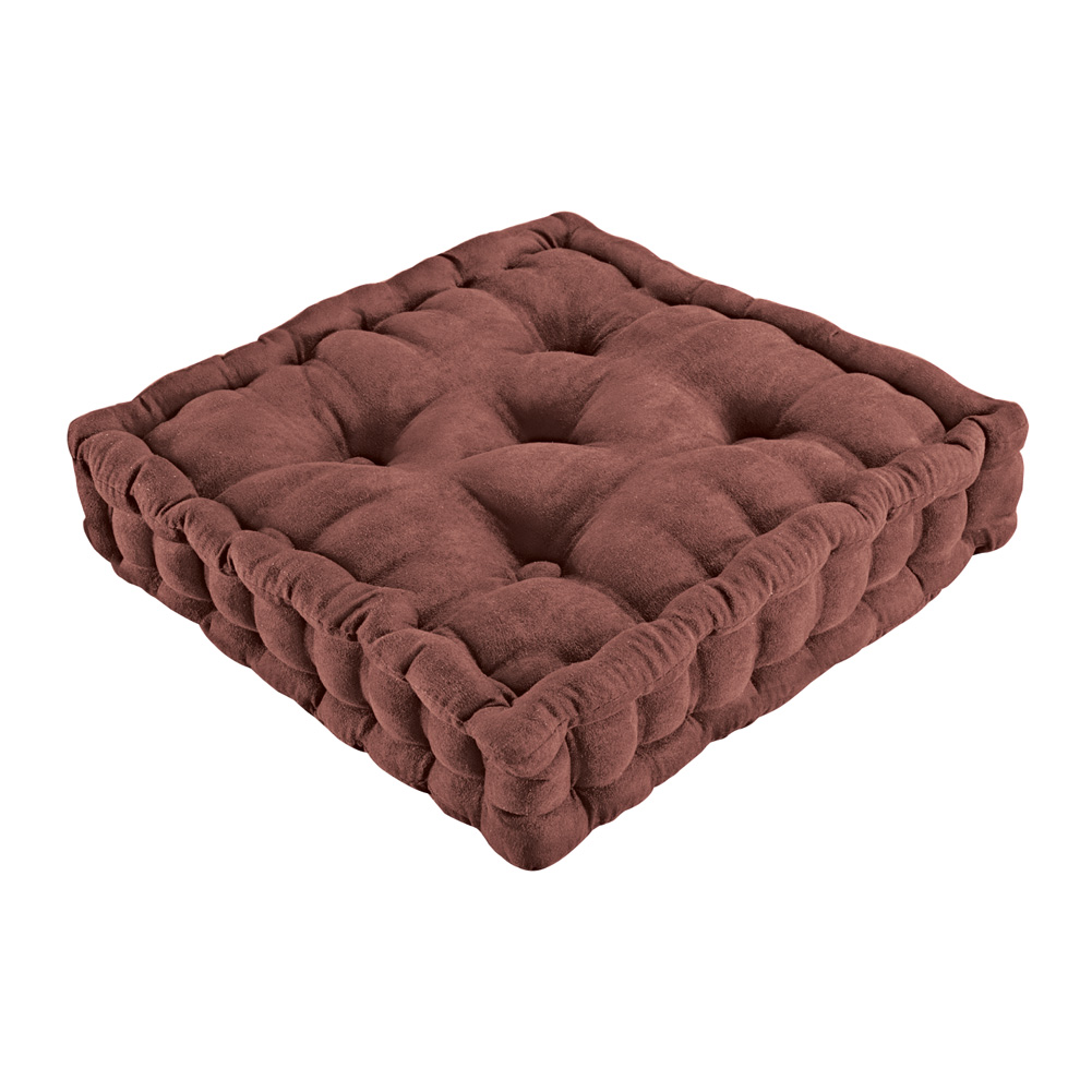 Tufted Padded Boosted Cushion and Support - Plush Seating for Chair with Carrying Handle, Chocolate