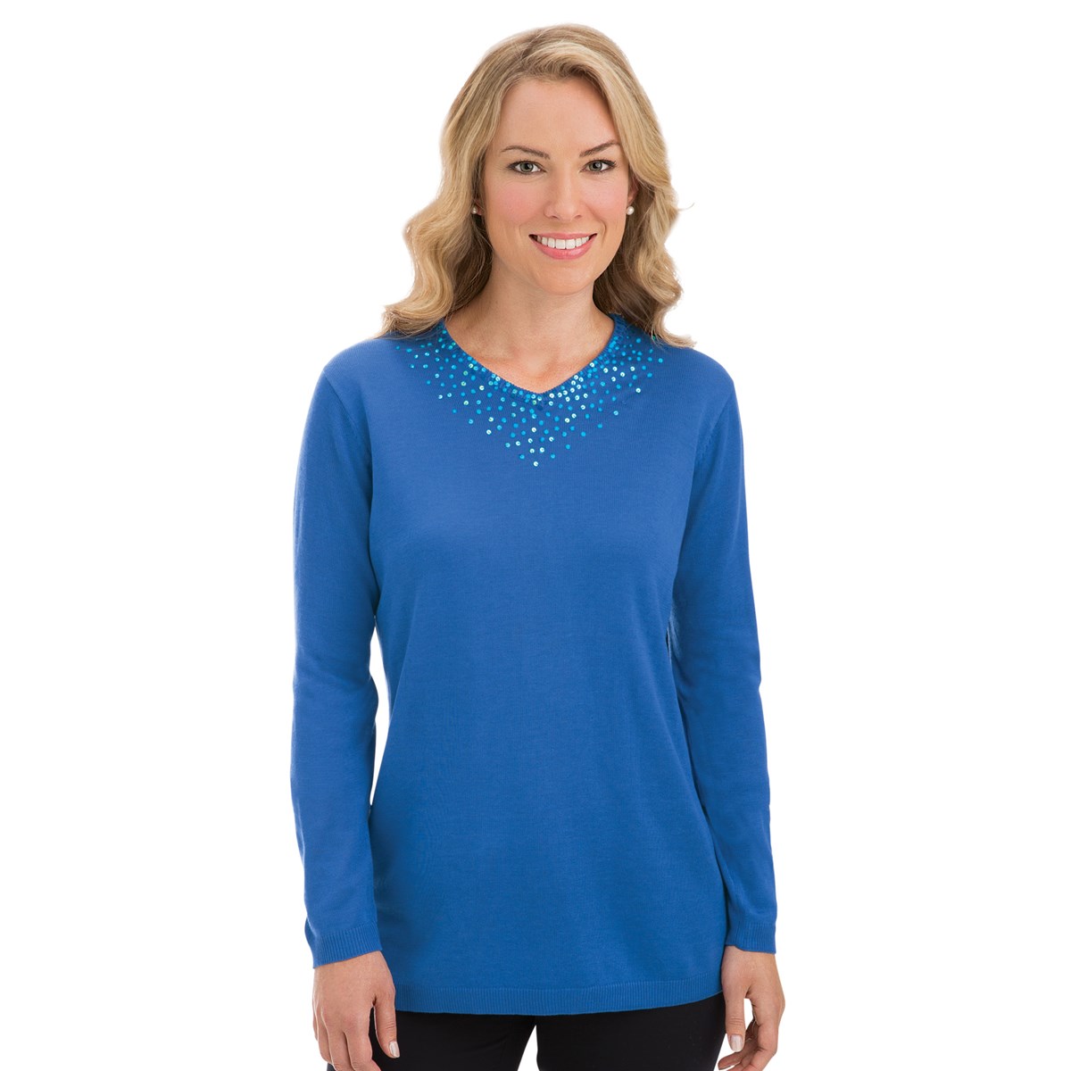 Embellished V Neckline Sweater Collections Etc.