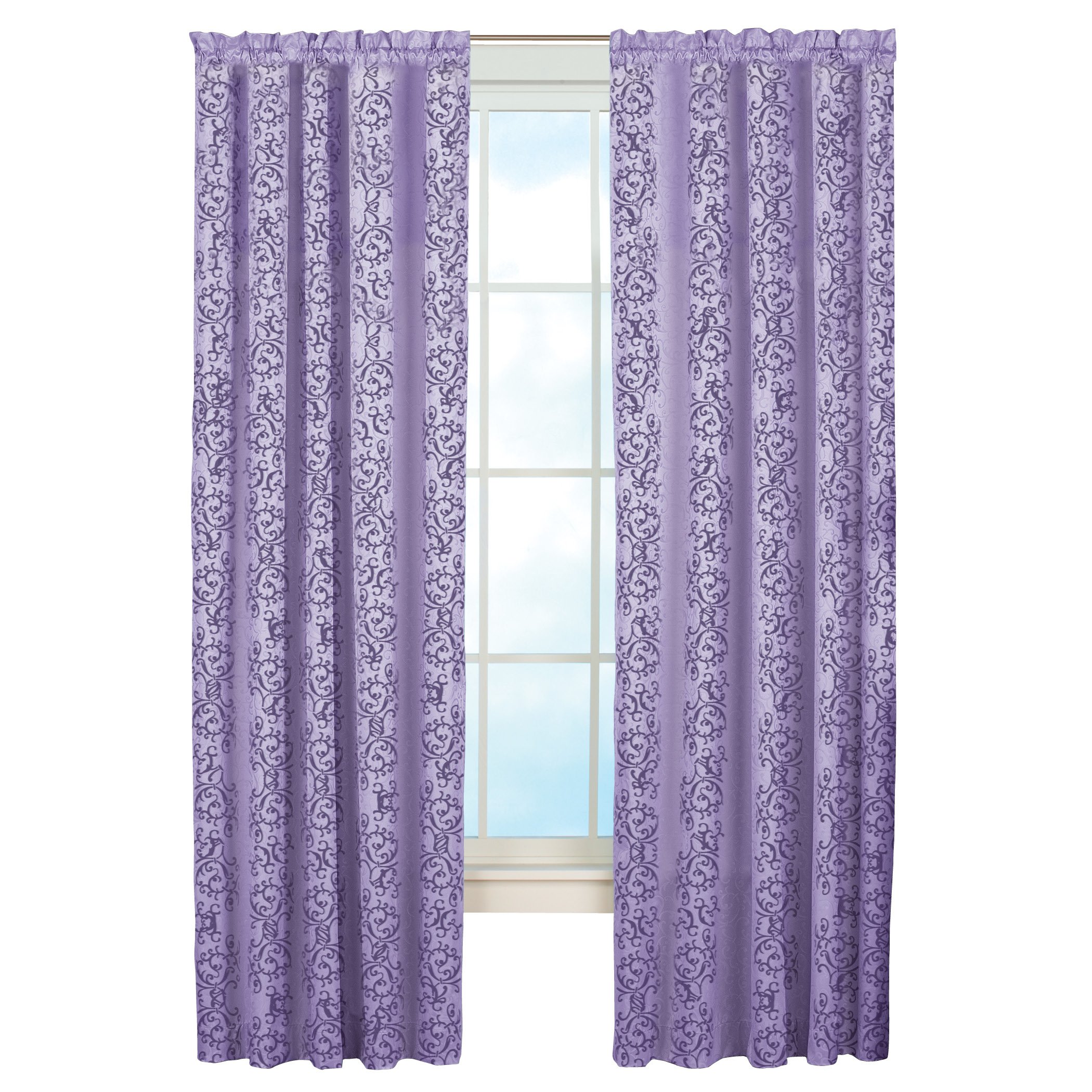 Scroll Insulated Sheen Curtain Panel, Lavender, 50" x 84"