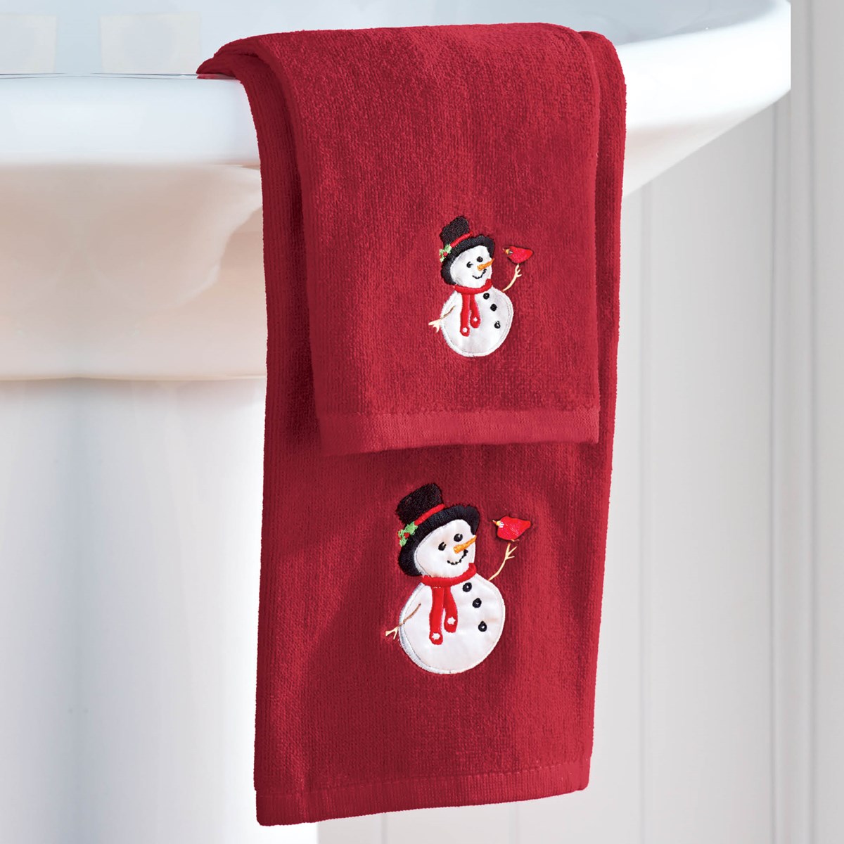 Embroidered Holiday Snowman Towel Set Collections Etc.