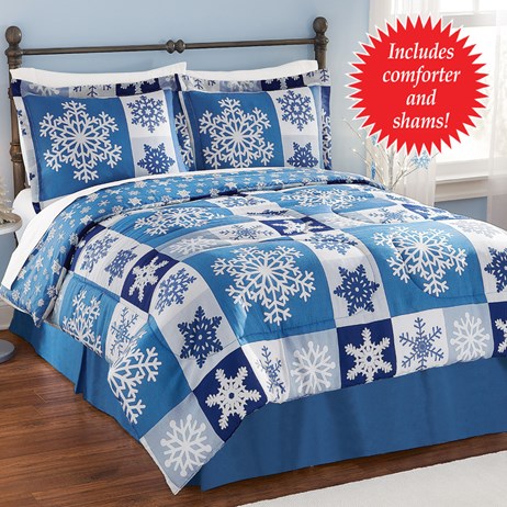 Reversible Snowflake Patch Comforter Set Collections Etc