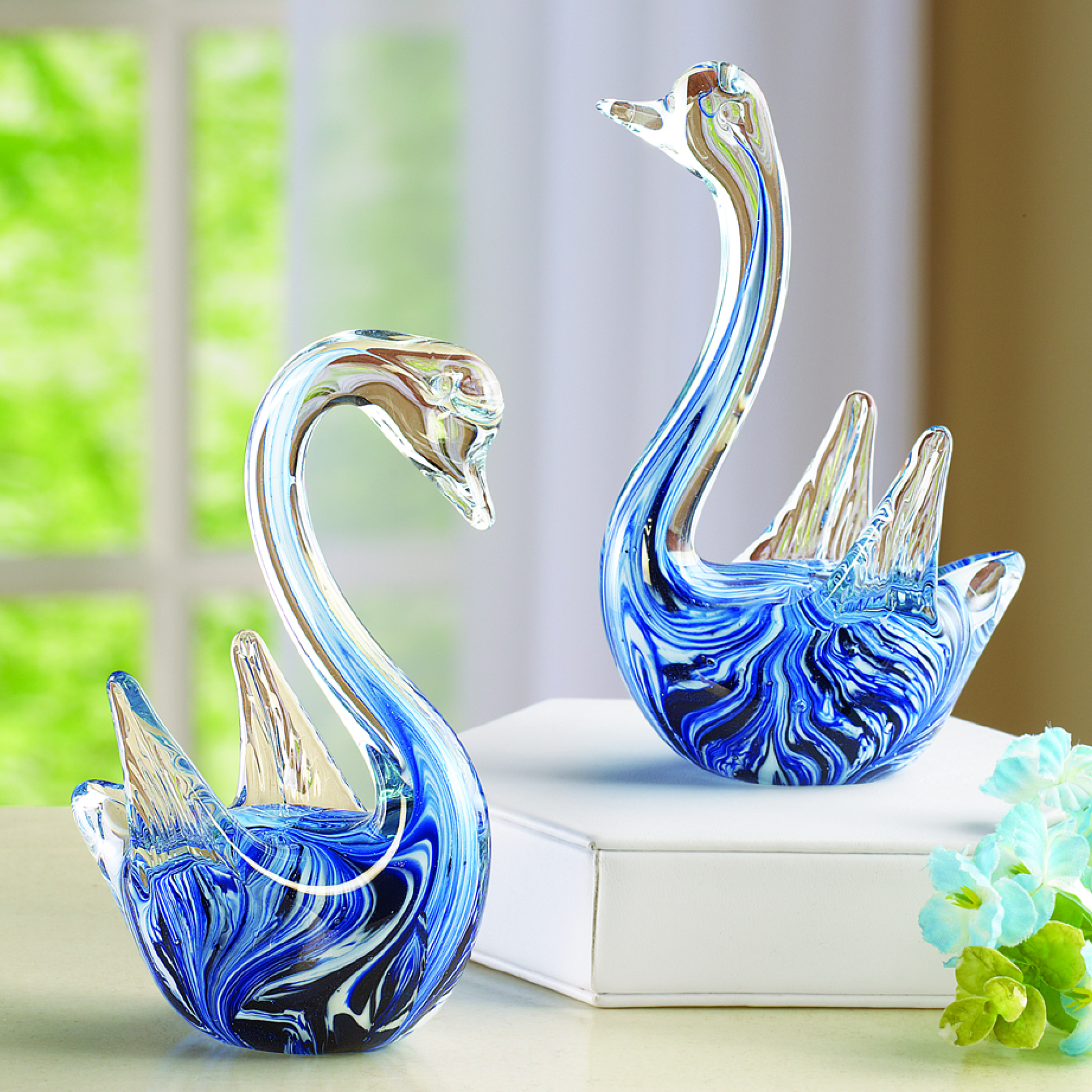 Glass Swan Figurine Swan Collection Glass Swan Statue Glass Animal