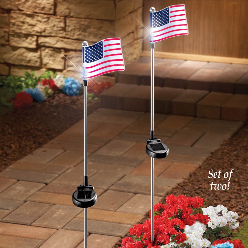 American Flag Solar Garden Stakes Set of 2 Collections Etc.