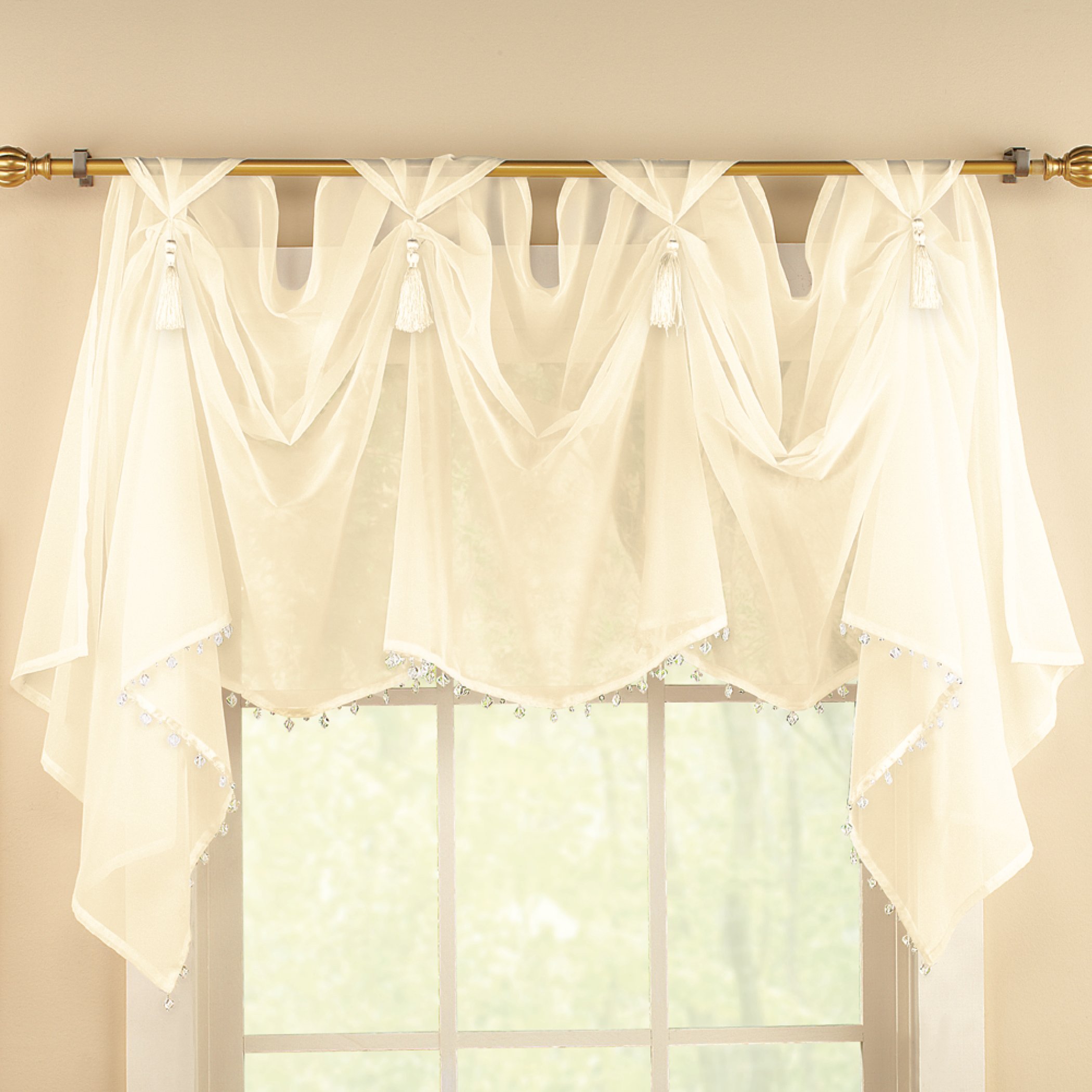Tassel Sheer Scoop Valance Curtains Collections Etc