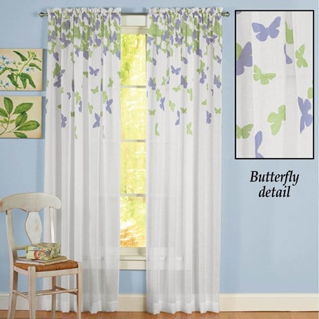 White Crinkled Butterfly Sheer Curtain Collections Etc