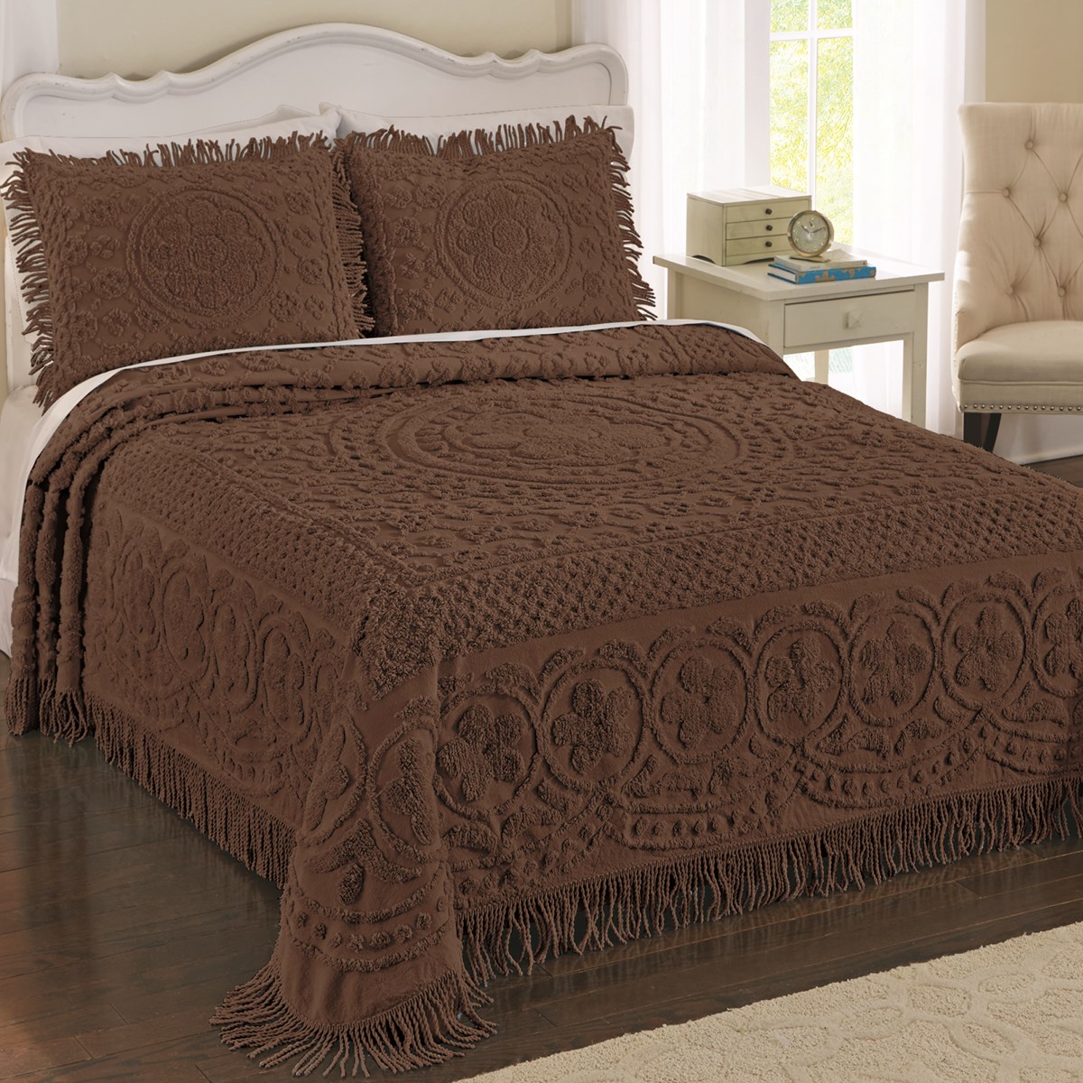 Calista Chenille Bedspread with Fringe Border Collections Etc.