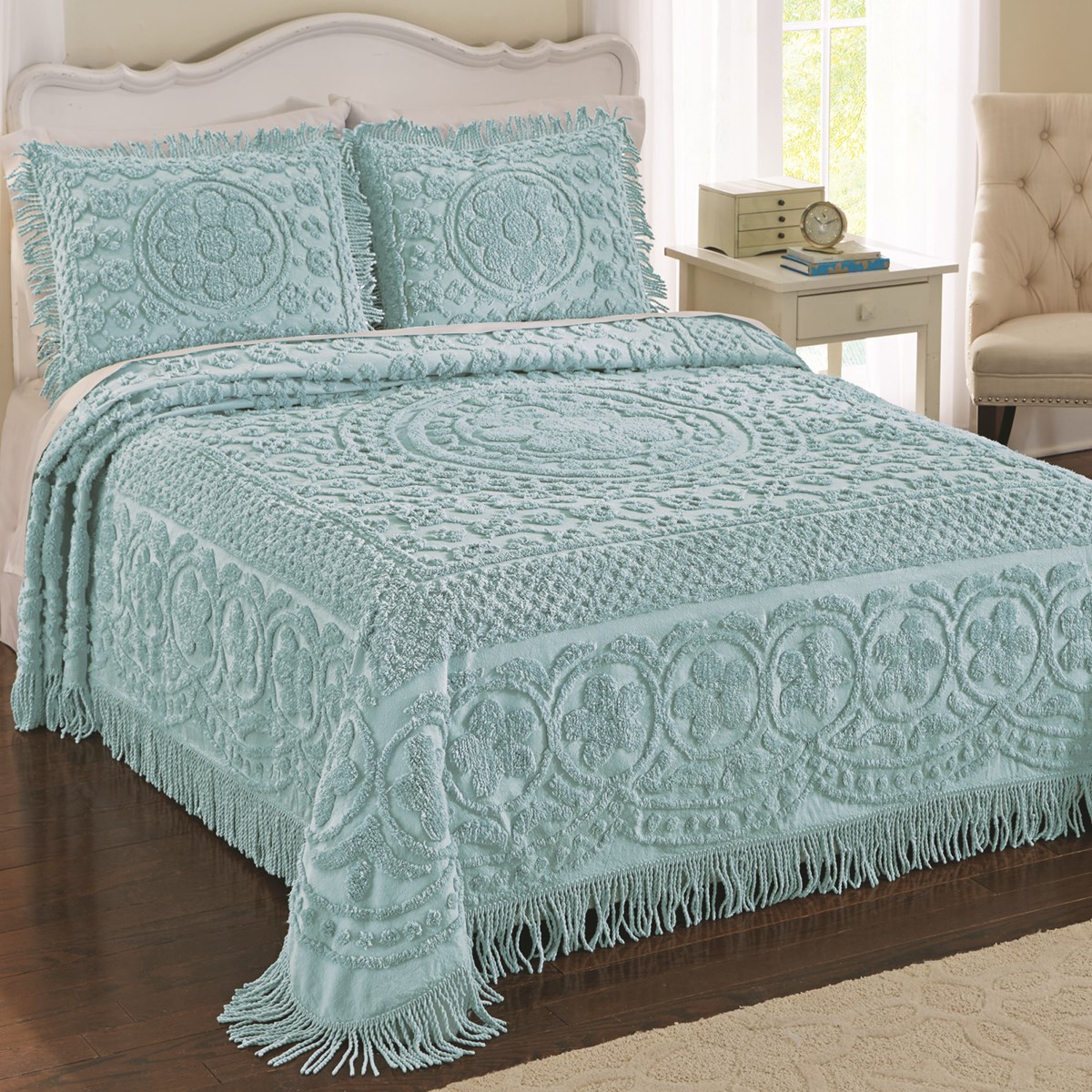 Calista Chenille Bedspread with Fringe Border Collections Etc.