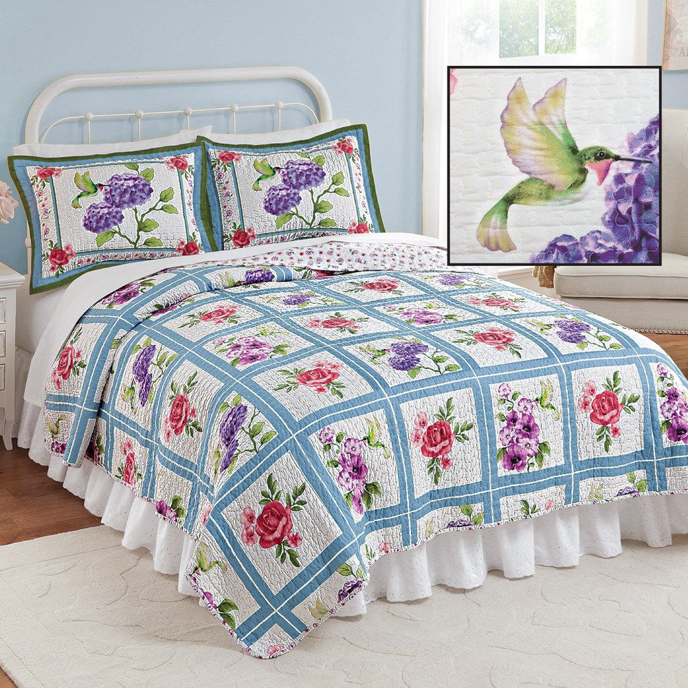 Reversible Hummingbird Floral Quilt Collections Etc.