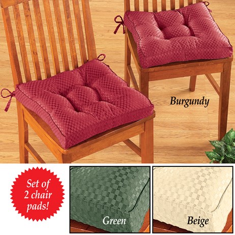 Plush Kitchen Chair Pads With Ties Set Of 2 Collections Etc