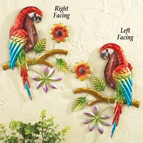 Led Gl Tropical Parrots Wall Decor Collections Etc Led Gl Tropical Parrots Wall