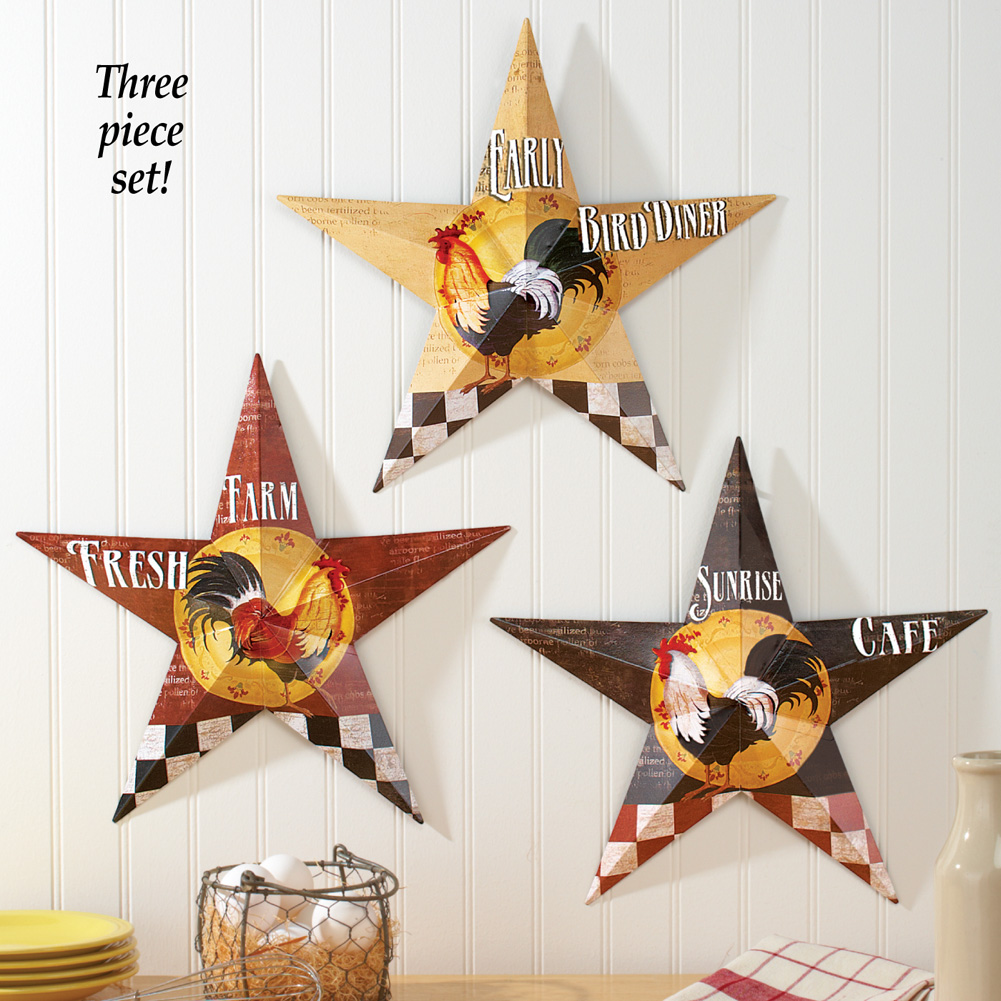 Rooster Barn Stars Wall Decor Set Of 3 Collections Etc