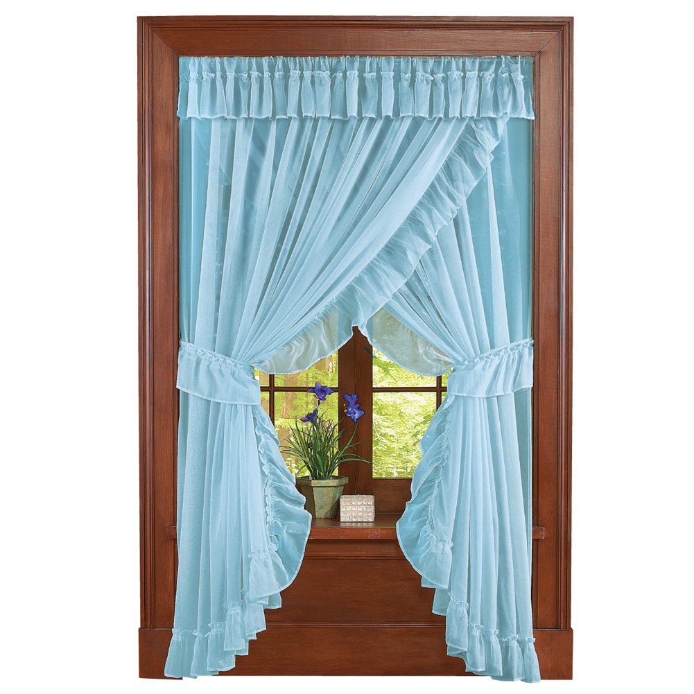 Isabella Ruffled Sheer Fabric Curtain Set NO SIZE Blue