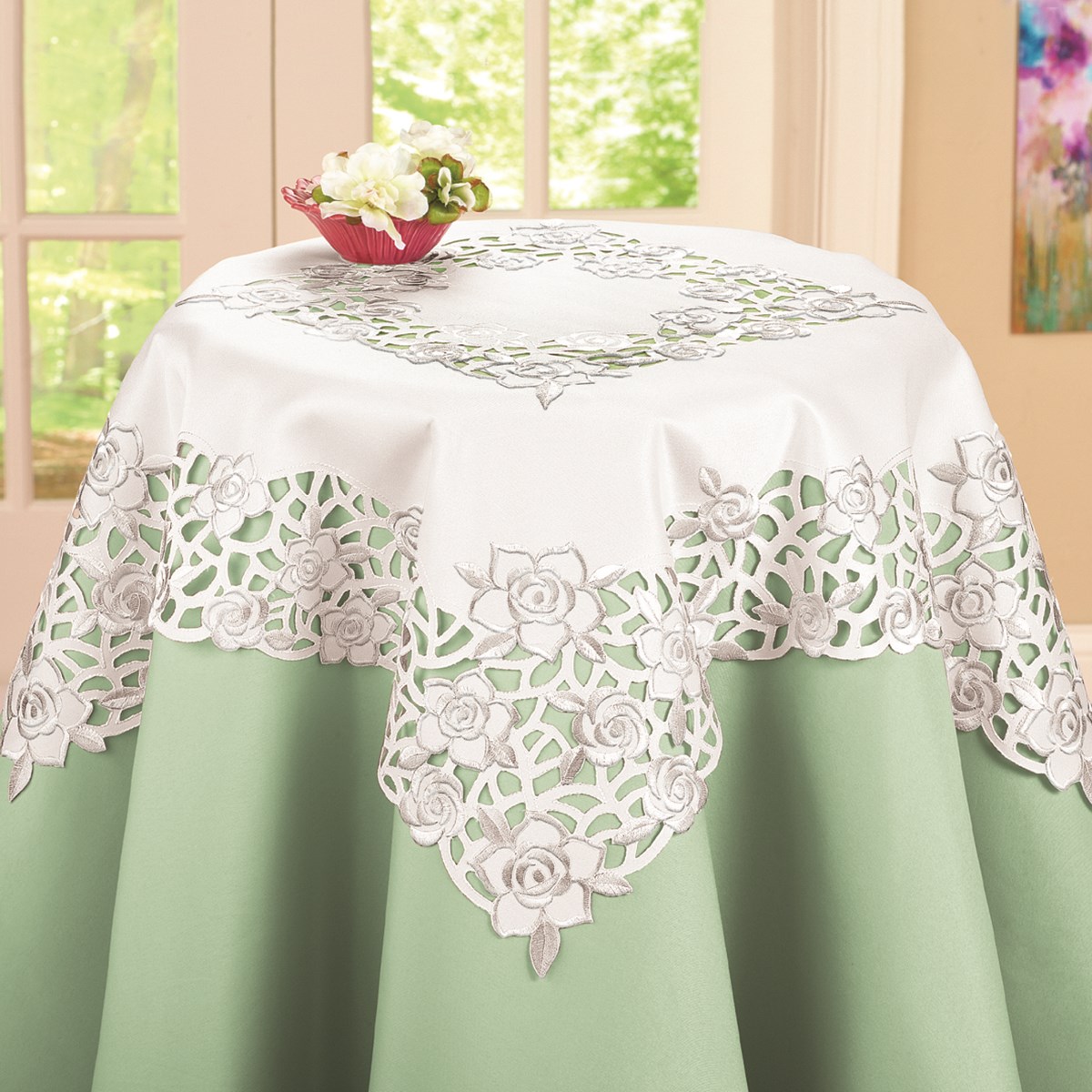 Embroidered Roses Table Linens Collections Etc.