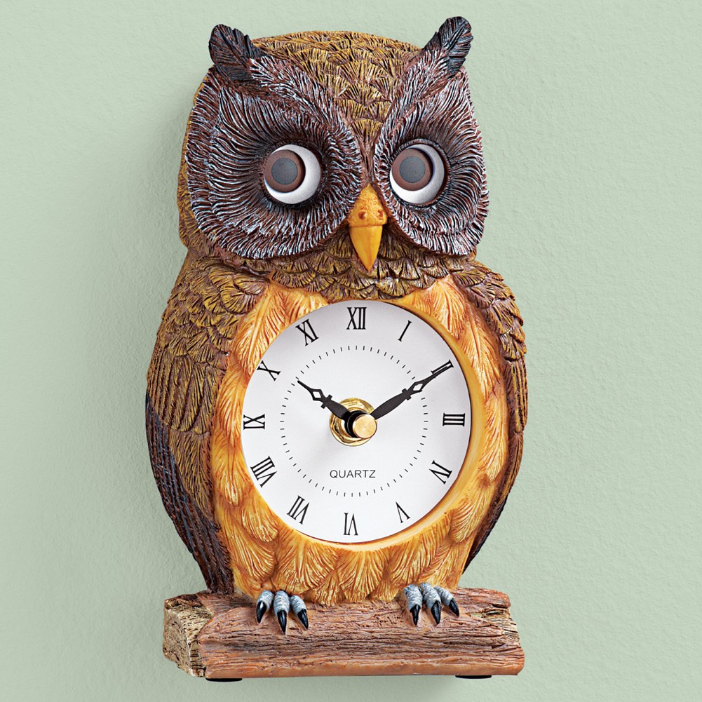 Woodland Owl Clock with Moving Eyes Collections Etc.
