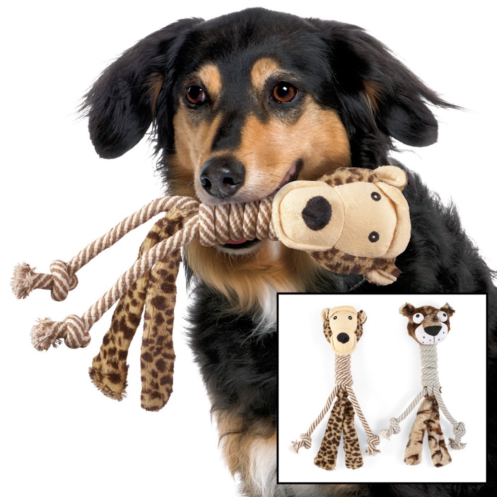 Plush and Rope Dog Toys - Set of 2 NO SIZE Brown