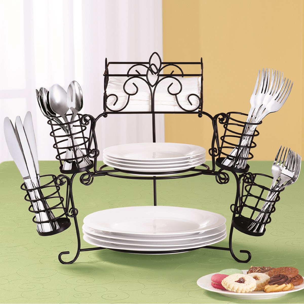 7Piece Buffet Organizer with Napkin and Utensil Holders Collections Etc.