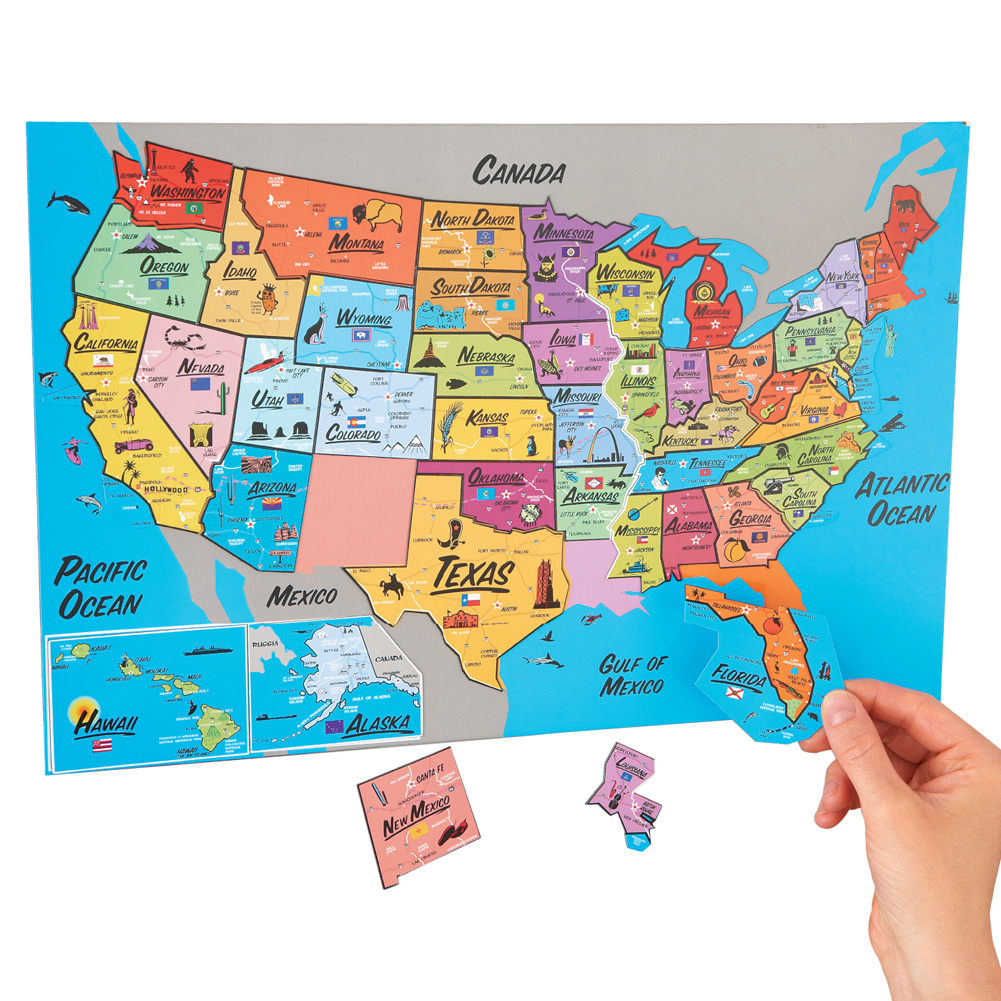Magnetic Geography Map Puzzle Blue