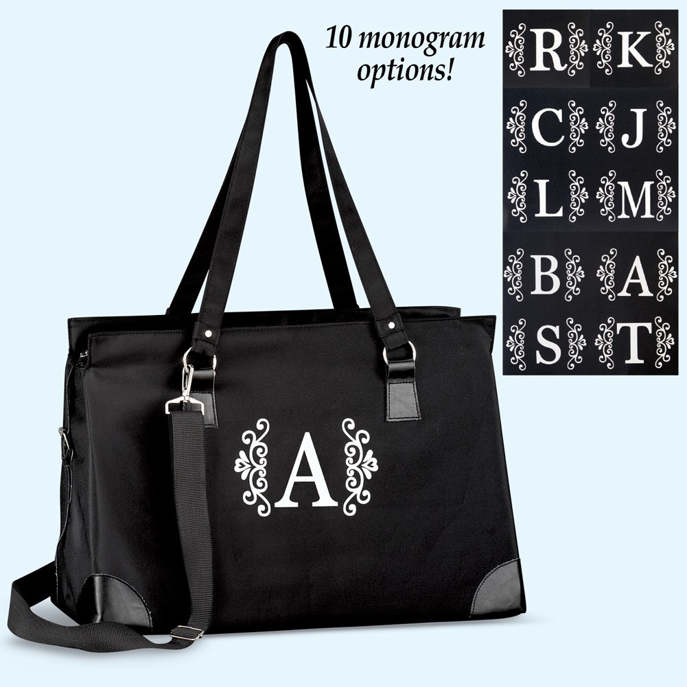Monogram Initial Black Tote Bag Collections Etc.