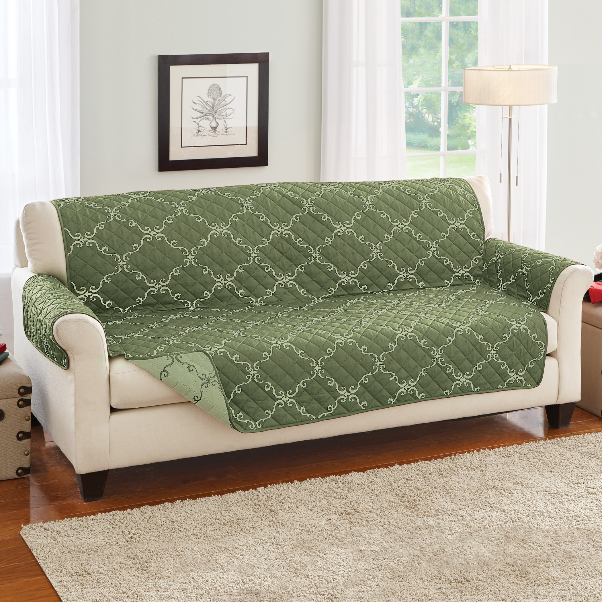 Reversible Lattice Quilted Furniture Cover