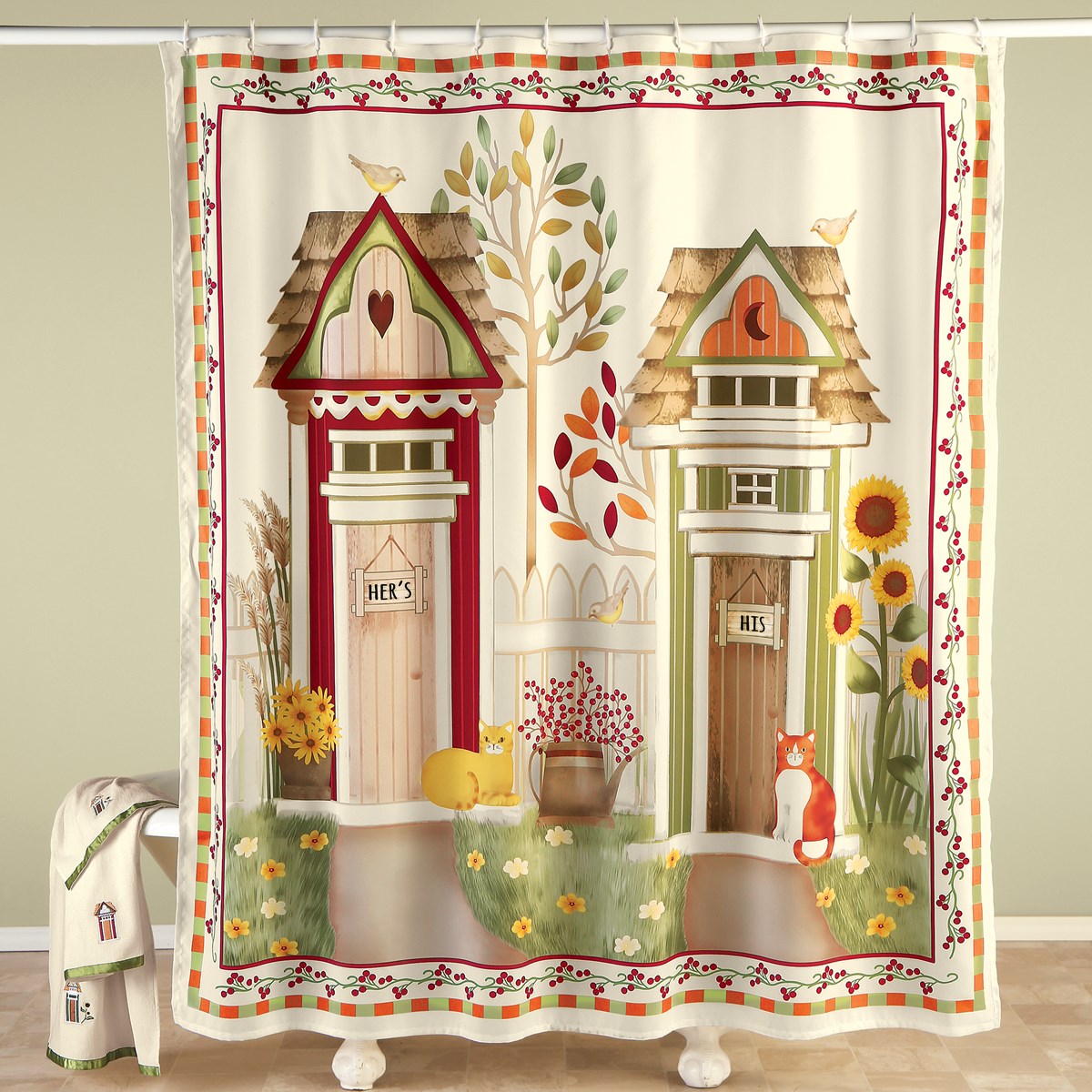 Country His and Hers Outhouse Shower Curtain Collections Etc.