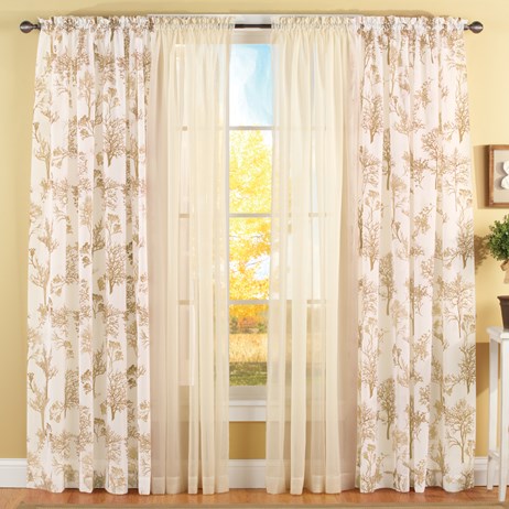 Whispering Park Tree Pattern Sheer Panel Collections Etc Whispering Park Tree Pattern Sheer, Patterned Sheer Curtains