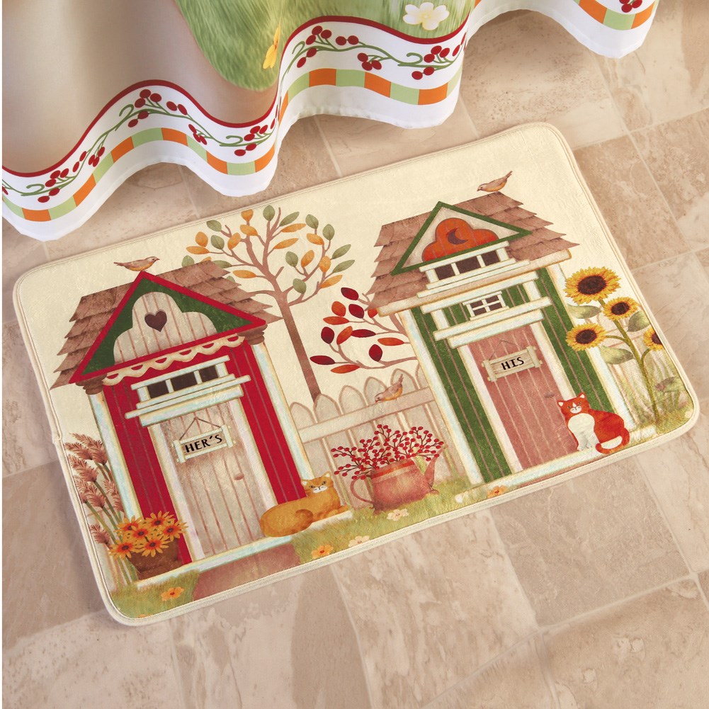 Country His and Hers Outhouse Bath Rug | Collections Etc.