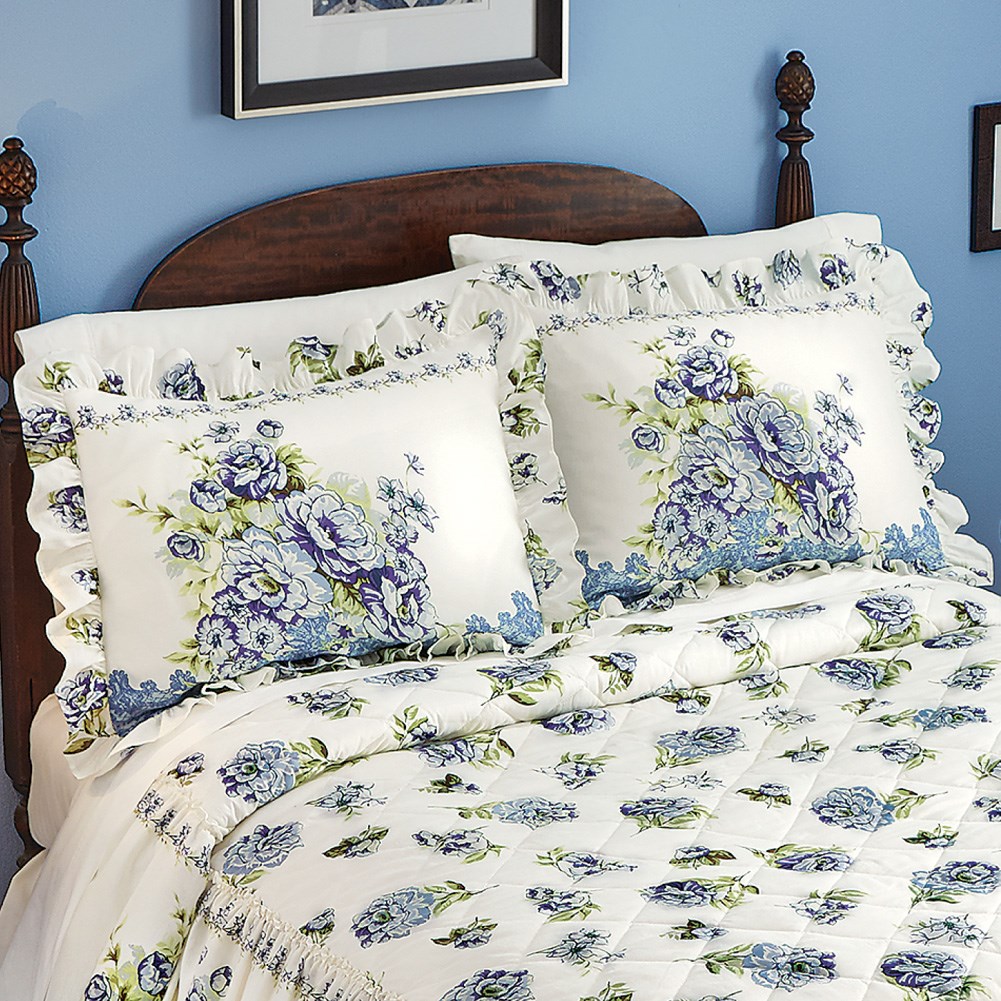 Nicole Blue Floral Pillow Sham Collections Etc.